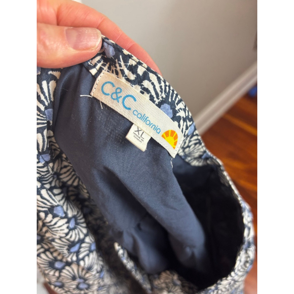 Women's C&C California Navy & White Floral Midi Dress XL spring Easter brunch - Picture 5 of 5